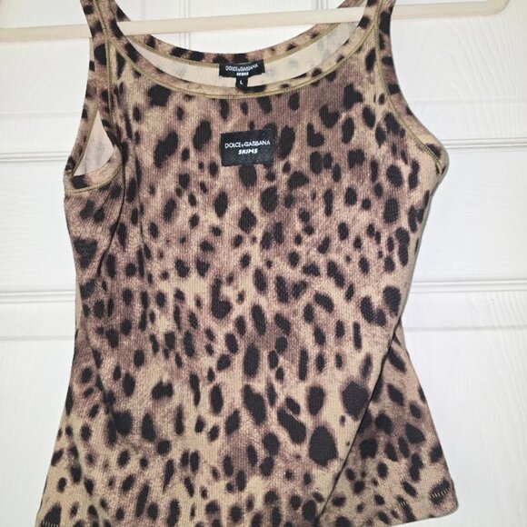 SKIMS x DOLCE & GABBANA Leopard Print Cotton Rib Tank & Boy Short Set Sz L NWT - Picture 2 of 9